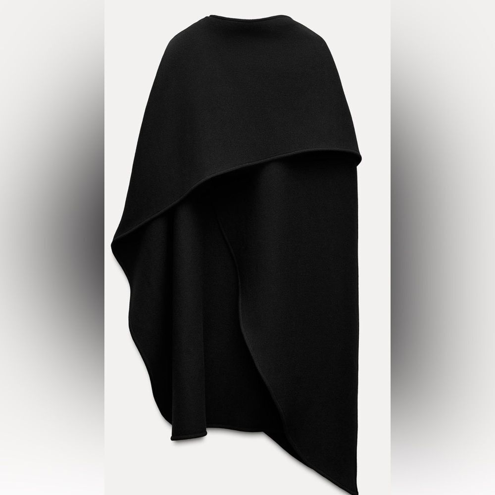NWOT - Zara Manteco Wool Blend Asymmetric Cape Jacket